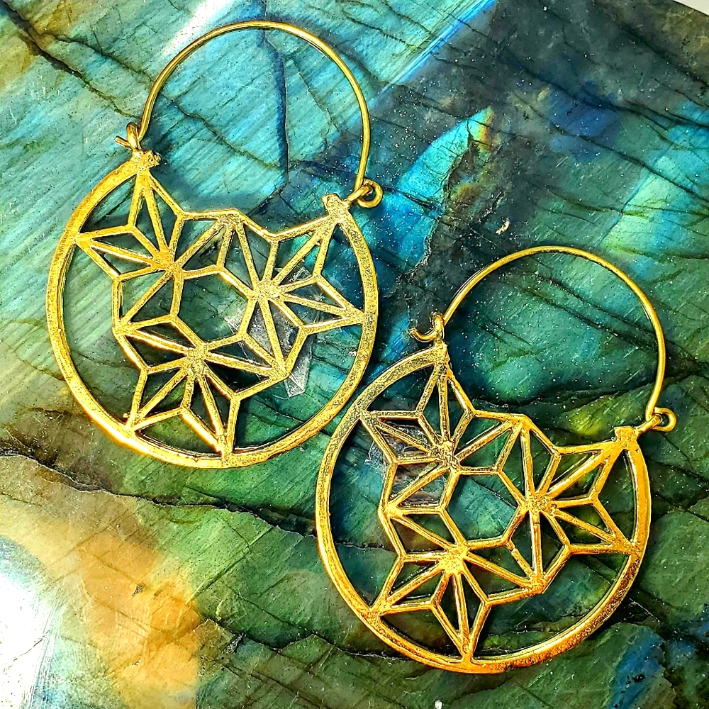 Tribal Boho Brass/Gold Geometric Earrings